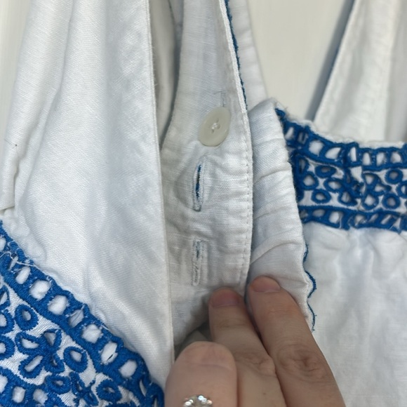 Blue and White Linen Blend Embroidered J.Crew Maxi Dress Size L - Picture 7 of 7